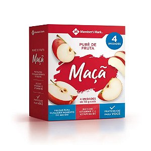 Purê De Fruta Maçã Member's Mark Pack 4 Unidades 113g Cada