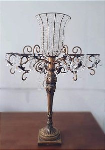 Candelabro cristal dourado apoio para velas