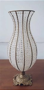 Vaso miçangas transparente dourado