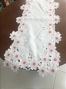 trilho de mesa branco e rosa