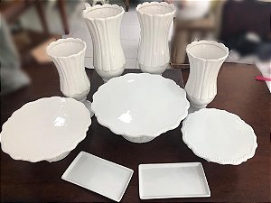 Kit ceramica branco 9 pecas