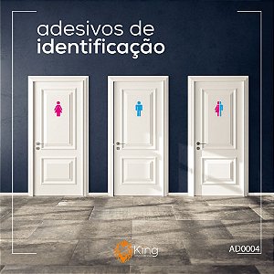 Kit 3 Adesivos Porta Banheiro Identificação Homem Mulher Unissex-Azul e Rosa