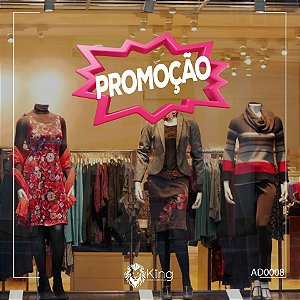 Adesivo Vitrine Tamanho Grande Promoção - 120x72cm - Rosa e Branco