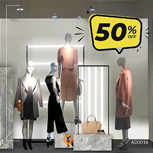 Adesivo Vitrine Promoção OFF - 100x64cm - Amarelo e Preto