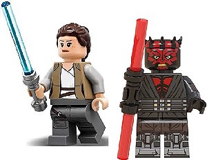 Boneco Bloco Montar Rey e Darth Maul Star Wars - 2 Personagens