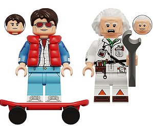 Boneco Bloco de Montar De Volta para o Futuro Marty Mcfly e Doc Brown