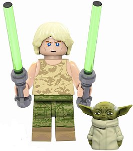 Boneco Bloco Montar Luke Skywalker e Yoda Star Wars