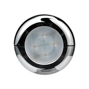 Luminária de cabine 4 LED's 12V Branca Duas Molduras Para Embarcações