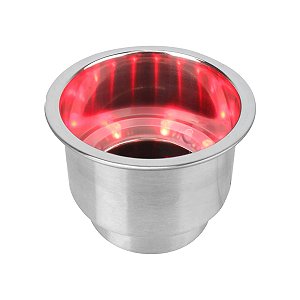 Porta Copo de embutir em Aço Inoxidável LED Vermelho