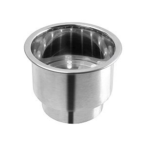 Porta Copos De embutir em Aço Inox 316 LED Branco 12V 110 X 105 mm