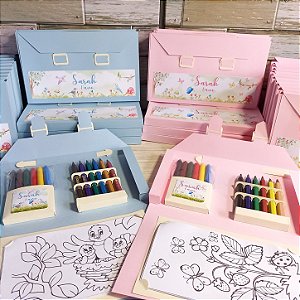 Kit de Colorir Jardim Encantado Personalizado para Festa Infantil | Maletinha de Colorir
