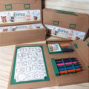 Kit de Colorir Bosque (Jardim Encantado) Personalizado para Festa Infantil | Maletinha de Colorir
