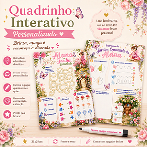 Quadrinho Interativo Personalizado Infantil | Lousa Mágica Reutilizável 21x29cm | Lembrancinha Festa