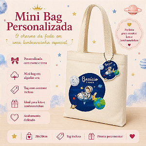 Mini Bag Personalizada em Algodão Cru com Tag| Lembrança Festa Infantil