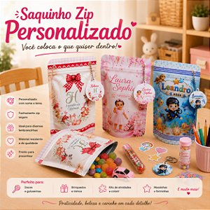 10 Saquinhos Zip Personalizado 12x20 cm para Lembrancinhas