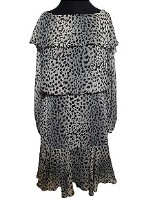 Vestido Curto Lemoncola Animal Print Azul/Preto G