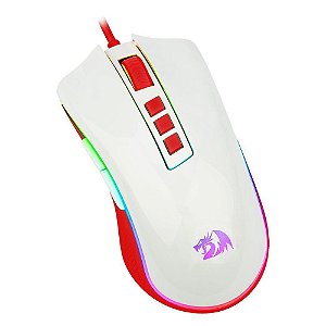 Mouse Gamer Redragon Cobra RGB Branco e Vermelho