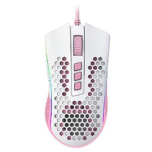 MOUSE GAMER REDRAGON STORM RGB BRANCO COM ROSA