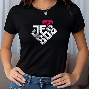 Camiseta Baby Look Feminina Evangélica Cristã Jesus Salva