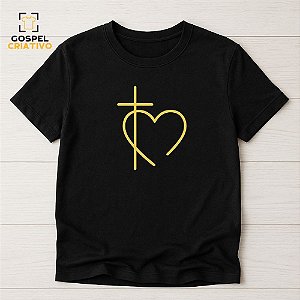 Camiseta Cristã Evangélica Cruz Coração