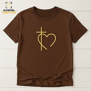 Camiseta Cristã Evangélica Cruz Coração