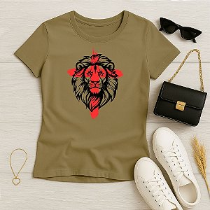 Baby Look Feminina Cristã BJ Leão Cruz Vermelha