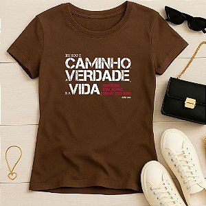 Baby Look Feminina Cristã Marrom Eu Sou o Caminho