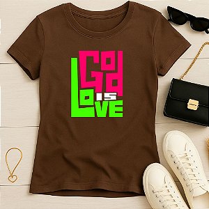 Baby Look Feminina Cristã Marrom God is Love