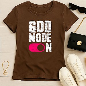 Baby Look Feminina Cristã Marrom God Mode On