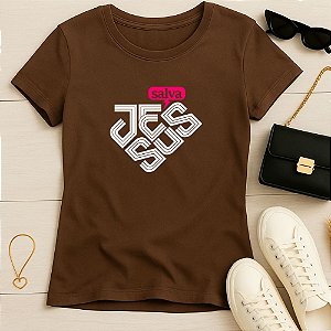 Baby Look Feminina Cristã Marrom Jesus Herói