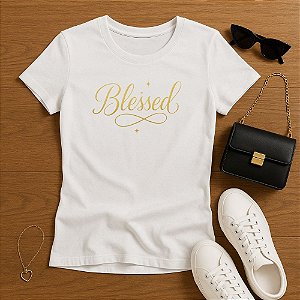 Baby Look Feminina Branca Cristã Blessed
