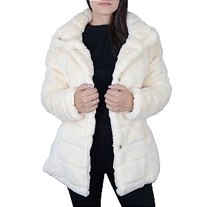 Casaco Feminino Alpelo Pele Eco Bege Off White 20600 Estrela
