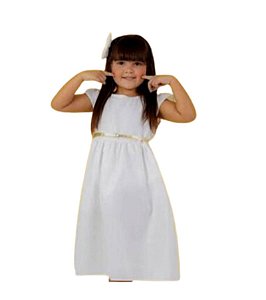 Vestido Social Branco Forrado Acompanha Cinto e Laço Tam.6