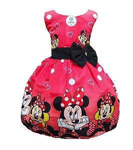 Vestido Luxo Temático Minnie Vermelha E Tam.PP (1 Ano)