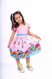 Vestido Temático Pop It Rosa Tam.G (6-7 Anos)