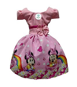 Vestido Temático Minnie Baby Rosa C Tam.PP (1 Ano)