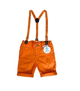 Bermuda Laranja com Suspensório P (1-2 Anos)