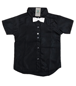 Camisa Social Preta com Gravata P (2-3  Anos)