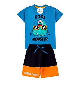 Conjunto Infantil Cool Monster Azul Tam.10