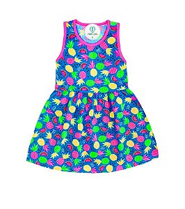 Vestido Meia Malha Frutas Azul Club Z Tam.1