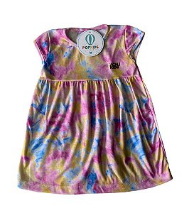 Vestido Estampado Tie Dye Rosa Cacau Kids Tam.3