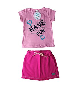 Conjunto Feminino com Saia Have Fun Cacau Kids Tam.6