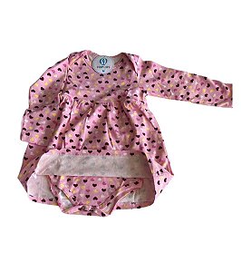 Vestido Body Corações Rosa com Faixa de Cabelo Tam.3