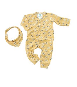 Macacão Pressão Raposa Amarelo + Bandana Tam.2