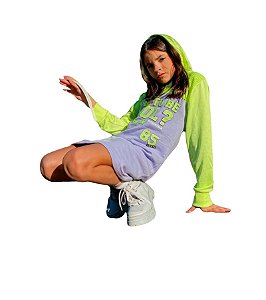 Vestido Moletom Neon Lilas com Verde Tam.8