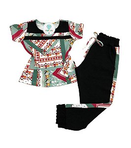 Conjunto Verde Floral Tam.10-12