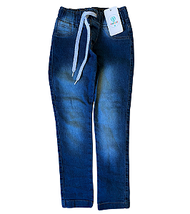 Calça Jeans Jogger Feminina com Elástico e Cadarço Tam.6