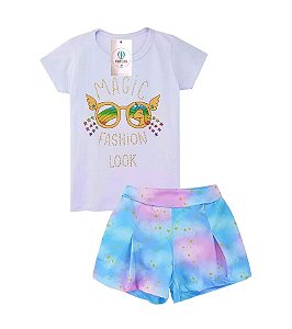 Conjunto Infantil Feminino Óculos Unicórnio Magic Branco Tam.1