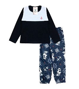 Conjunto Infantil Meia Estacao Masculino Ancora Preto Tam.2