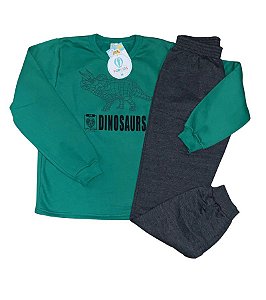 Conjunto Juvenil Boca Grande Dinossauro Verde Tam.10 (veste até 12)